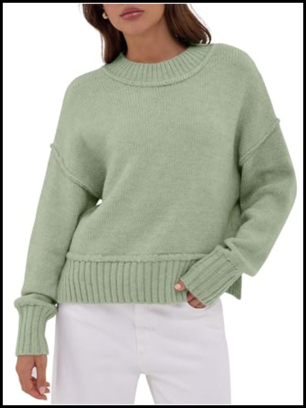 Cozy Chunky Knit Crew Neck Pullover Sweater Winter Fall